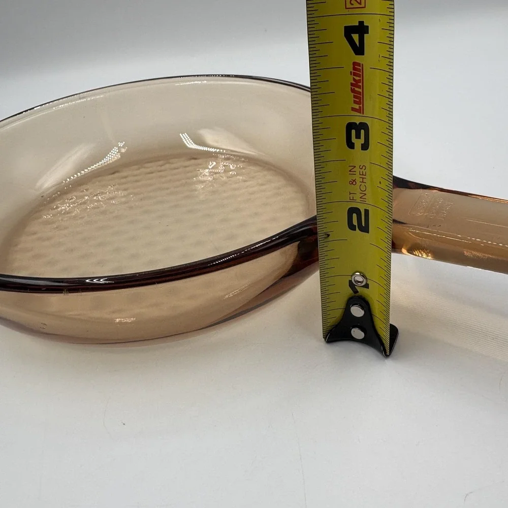 Visions Brown Glass Frying Pan 7 In Skillet Long Handle Corning France Cookware